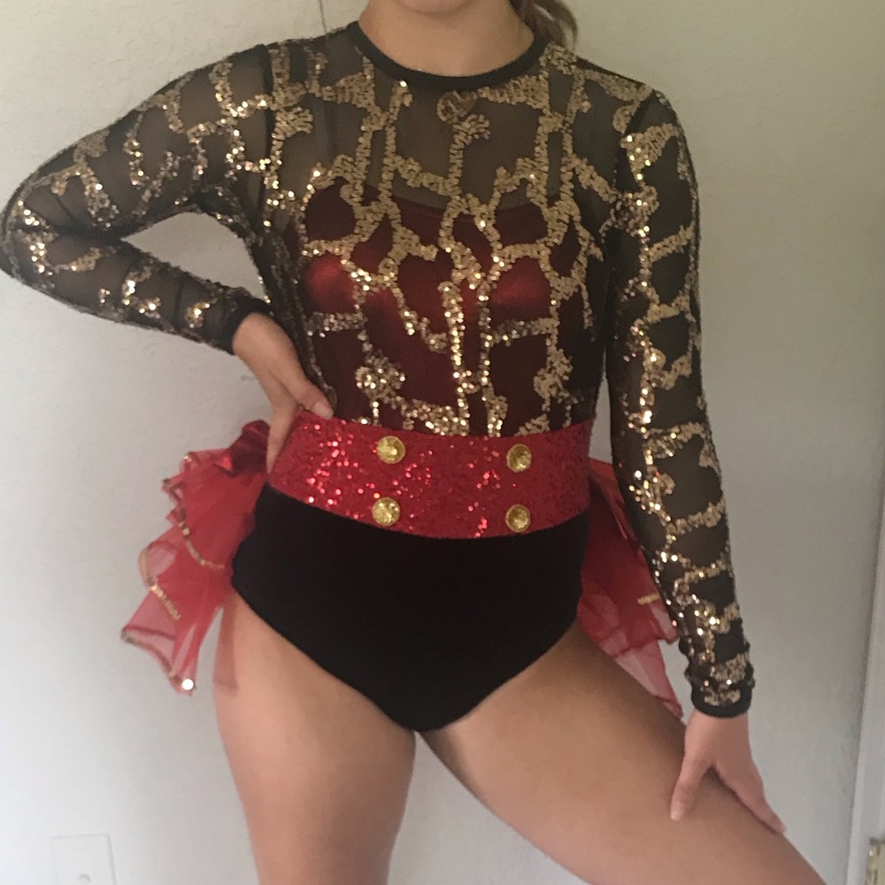 red/black/gold dance costume